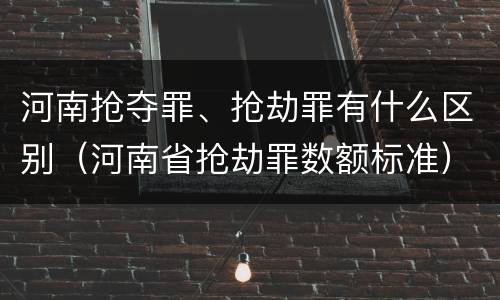 河南抢夺罪、抢劫罪有什么区别（河南省抢劫罪数额标准）
