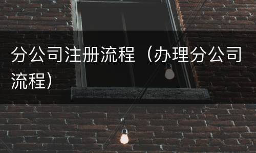 分公司注册流程（办理分公司流程）