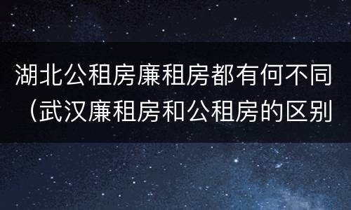 湖北公租房廉租房都有何不同（武汉廉租房和公租房的区别）