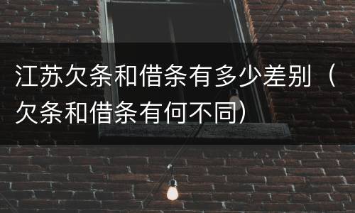 江苏欠条和借条有多少差别（欠条和借条有何不同）