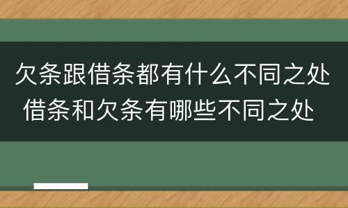 欠条跟借条都有什么不同之处 借条和欠条有哪些不同之处