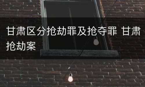 甘肃区分抢劫罪及抢夺罪 甘肃抢劫案