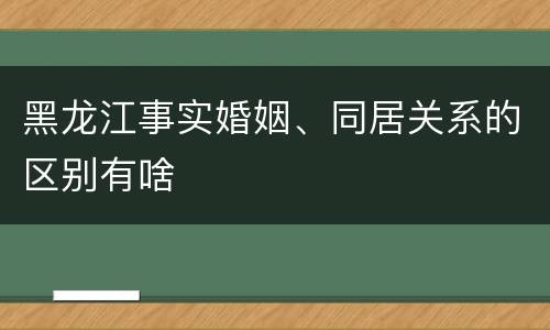 黑龙江事实婚姻、同居关系的区别有啥