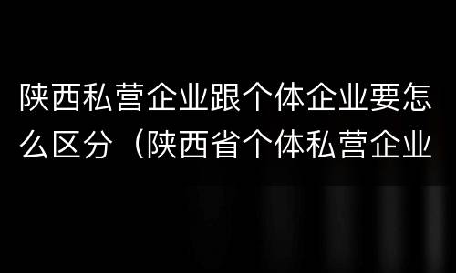 陕西私营企业跟个体企业要怎么区分（陕西省个体私营企业协会）