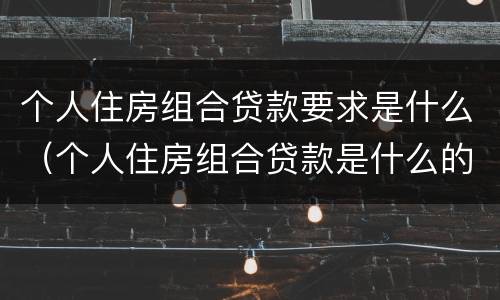 个人住房组合贷款要求是什么（个人住房组合贷款是什么的组合）