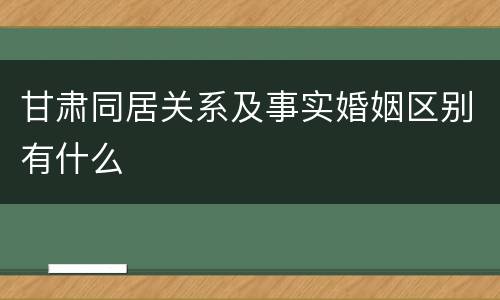 甘肃同居关系及事实婚姻区别有什么