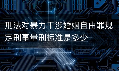 刑法对暴力干涉婚姻自由罪规定刑事量刑标准是多少