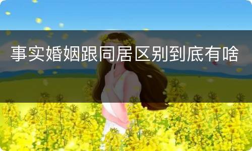 事实婚姻跟同居区别到底有啥