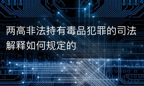 两高非法持有毒品犯罪的司法解释如何规定的