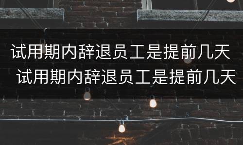 试用期内辞退员工是提前几天 试用期内辞退员工是提前几天辞退