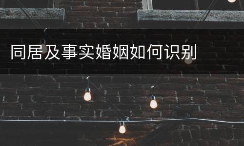 同居及事实婚姻如何识别