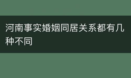 河南事实婚姻同居关系都有几种不同