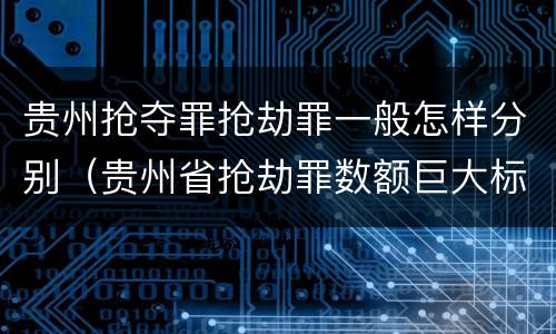 贵州抢夺罪抢劫罪一般怎样分别（贵州省抢劫罪数额巨大标准）
