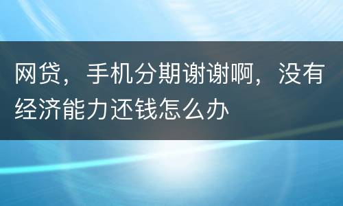 网贷，手机分期谢谢啊，没有经济能力还钱怎么办