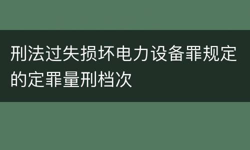 刑法过失损坏电力设备罪规定的定罪量刑档次