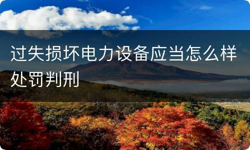 过失损坏电力设备应当怎么样处罚判刑