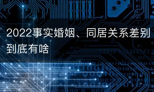 2022事实婚姻、同居关系差别到底有啥