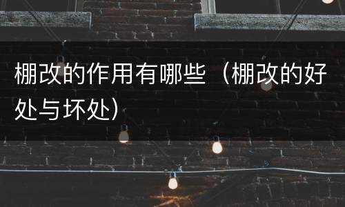 棚改的作用有哪些（棚改的好处与坏处）