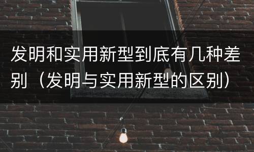 发明和实用新型到底有几种差别（发明与实用新型的区别）