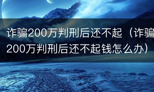 诈骗200万判刑后还不起（诈骗200万判刑后还不起钱怎么办）