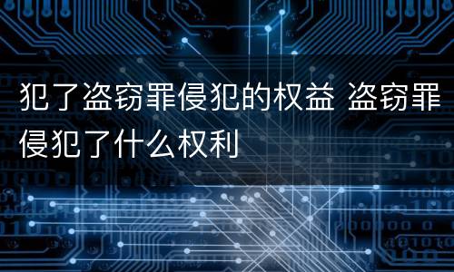犯了盗窃罪侵犯的权益 盗窃罪侵犯了什么权利