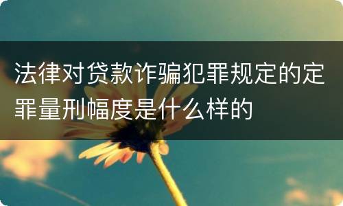 法律对贷款诈骗犯罪规定的定罪量刑幅度是什么样的