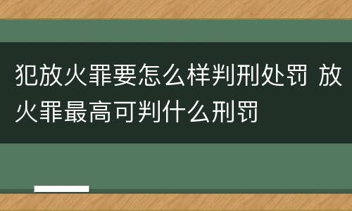 犯放火罪要怎么样判刑处罚 放火罪最高可判什么刑罚
