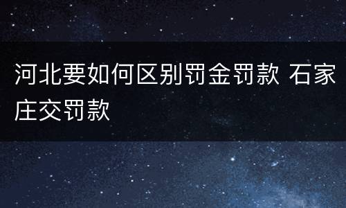 河北要如何区别罚金罚款 石家庄交罚款