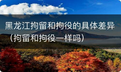 黑龙江拘留和拘役的具体差异（拘留和拘役一样吗）