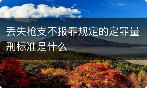 丢失枪支不报罪规定的定罪量刑标准是什么