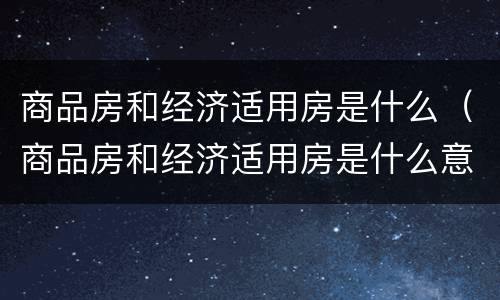 商品房和经济适用房是什么（商品房和经济适用房是什么意思）