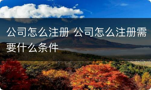 公司怎么注册 公司怎么注册需要什么条件