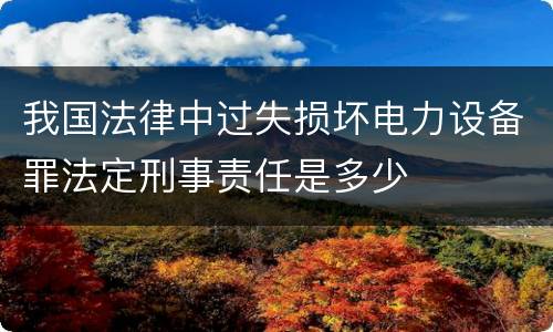 我国法律中过失损坏电力设备罪法定刑事责任是多少