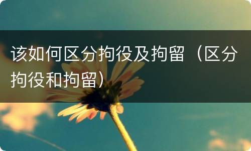 该如何区分拘役及拘留（区分拘役和拘留）