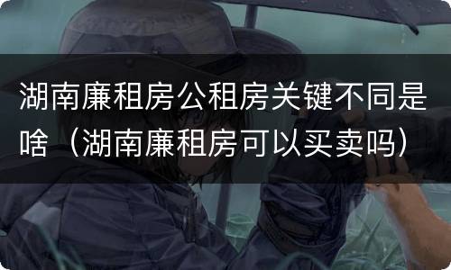 湖南廉租房公租房关键不同是啥（湖南廉租房可以买卖吗）