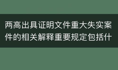 两高出具证明文件重大失实案件的相关解释重要规定包括什么