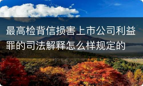 最高检背信损害上市公司利益罪的司法解释怎么样规定的