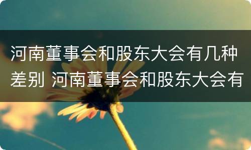 河南董事会和股东大会有几种差别 河南董事会和股东大会有几种差别