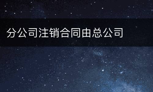 分公司注销合同由总公司