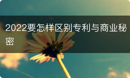 2022要怎样区别专利与商业秘密