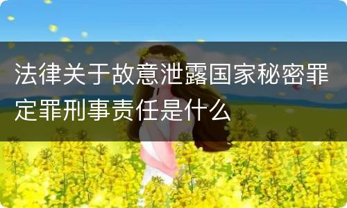 法律关于故意泄露国家秘密罪定罪刑事责任是什么