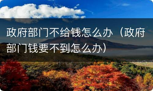 政府部门不给钱怎么办（政府部门钱要不到怎么办）