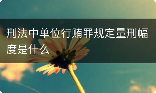 刑法中单位行贿罪规定量刑幅度是什么