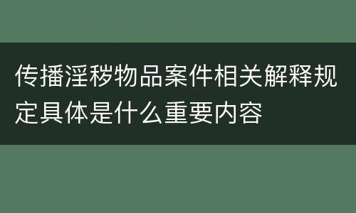 传播淫秽物品案件相关解释规定具体是什么重要内容