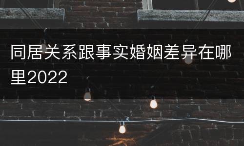 同居关系跟事实婚姻差异在哪里2022