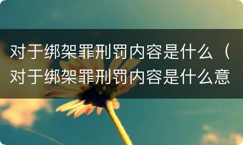对于绑架罪刑罚内容是什么（对于绑架罪刑罚内容是什么意思）