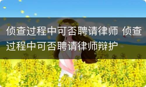 侦查过程中可否聘请律师 侦查过程中可否聘请律师辩护