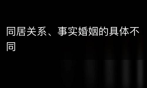 同居关系、事实婚姻的具体不同