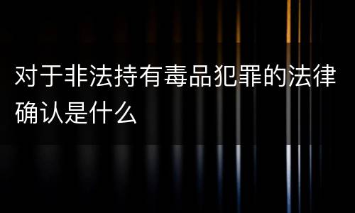 对于非法持有毒品犯罪的法律确认是什么