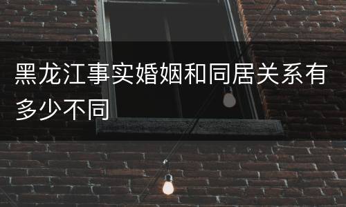 黑龙江事实婚姻和同居关系有多少不同